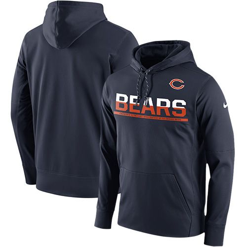 Men's Chicago Bears Nike Navy Sideline Circuit Pullover Performance Hoodie - Click Image to Close